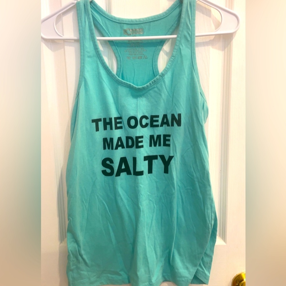 “The Ocean Made Me Salty” racerback tanktop size M by 8 Series